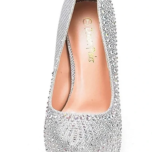 Dream Pairs Silver Crystal Platform Pumps - Women's High Heels - Picture 4 of 9